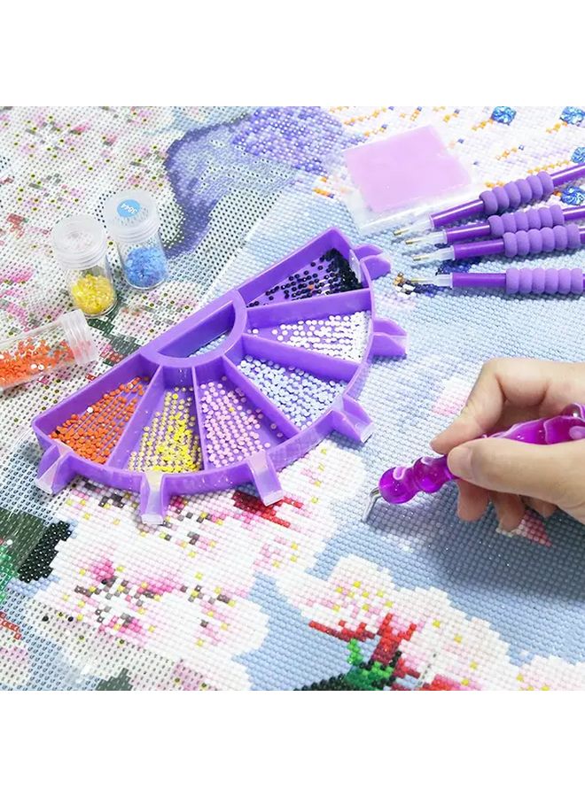 Purple Diamond Painting Tools Set With Tray Pen And Accessories For Mosaic Craft - Image 3